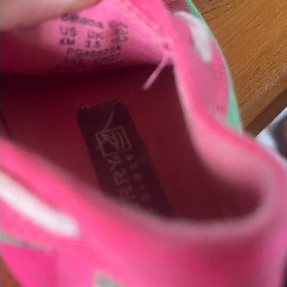 Sperry Bahama Crib Top Siders Pink Green Multi Plaid Size 4M